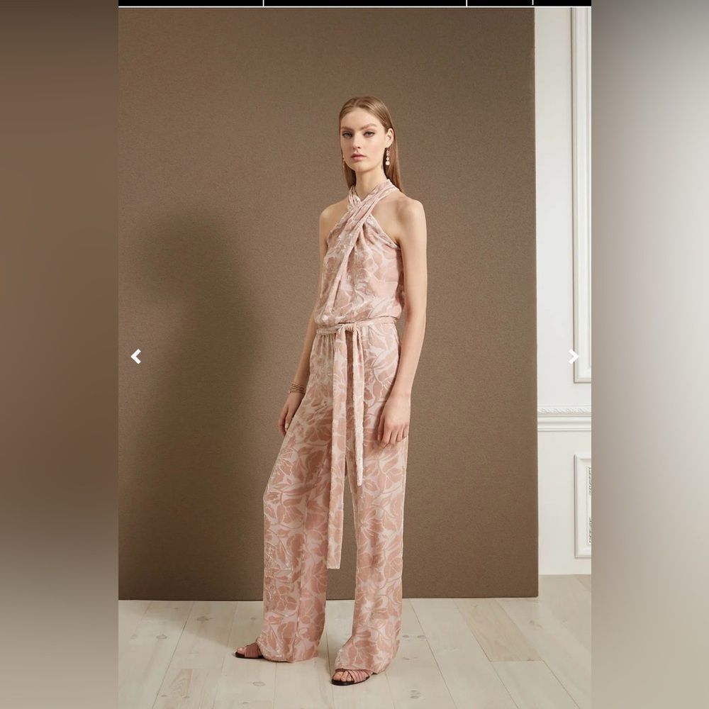 St John Resort 2018 Pink Powder Velvet Jumpsuit Sz 6